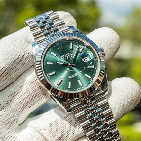 rolex datejust green dial price|More.